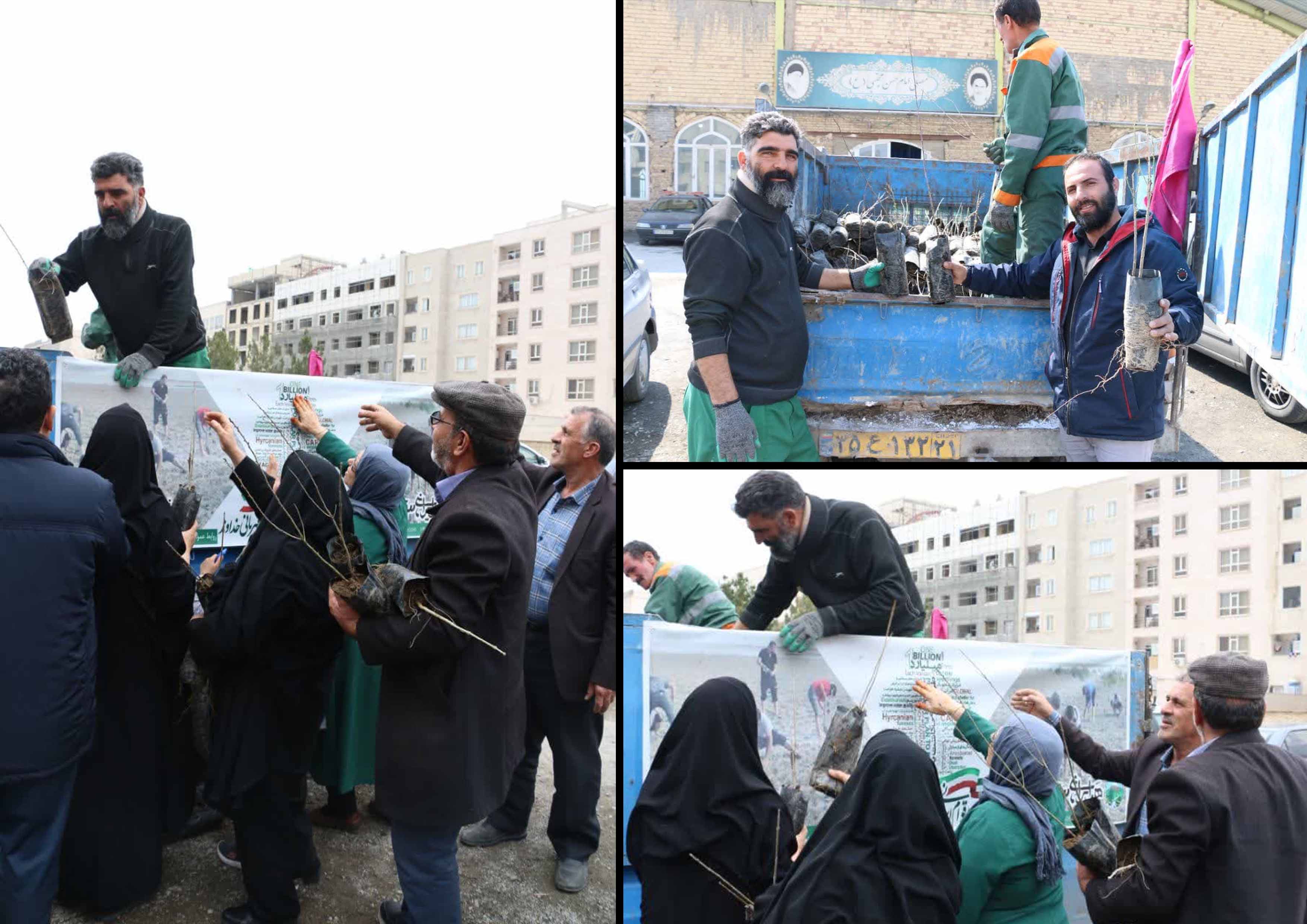 توزیع نهال رایگان بین نمازگزاران در مصلای محمدشهر