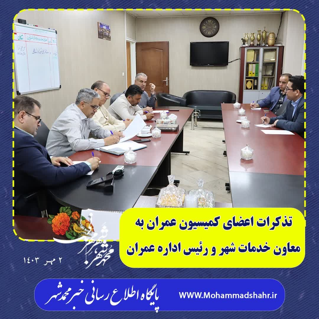 تذکرات اعضای کمیسیون عمران به معاون خدمات شهر و رئیس اداره عمران شهرداری